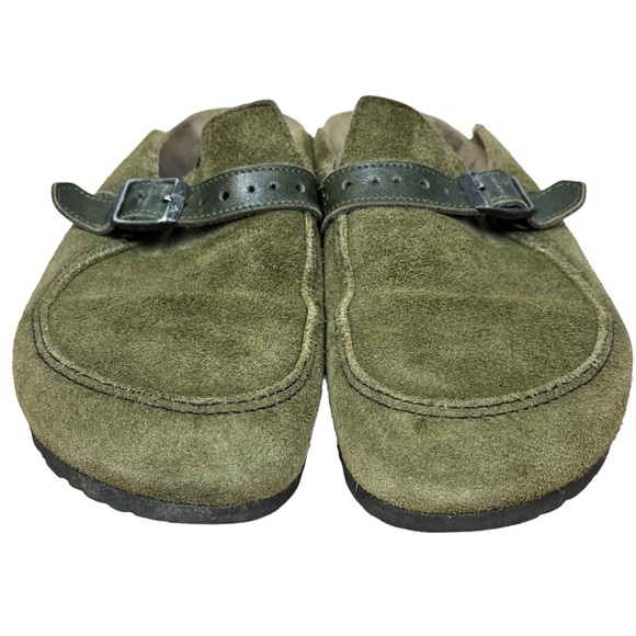 Birkenstock Eaton Olive Green Suede Leather Clogs 39 / 8 - Picture 2 of 11